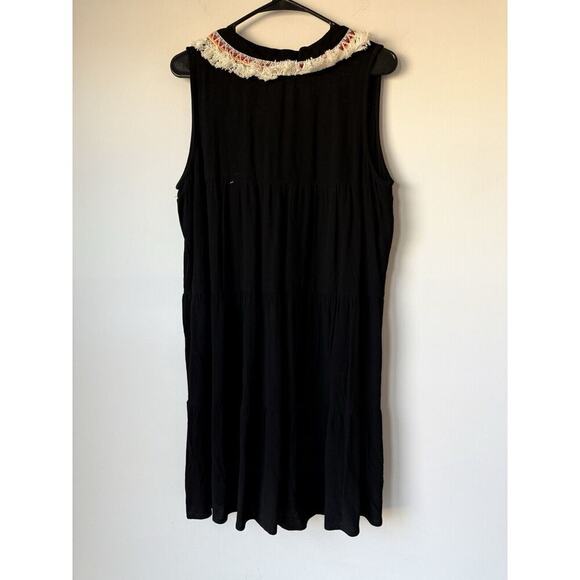 Anthropologie Current Project Dress Women’s L Black Pleated Embroidered Ruffle​ - Picture 5 of 7